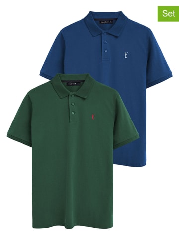 Polo Club 2er-Set: Poloshirts in Dunkelblau/ Dunkelgrün