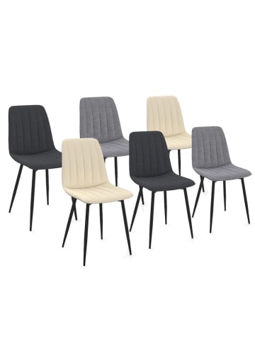 IDOMYA Factory 6-delige set: stoelen "Fiona" beige/grijs - (B)46 x (H)88 x (D)55 cm