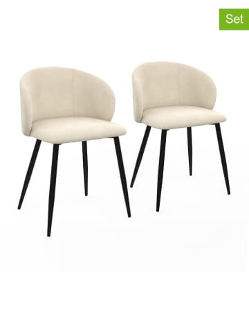 IDOMYA Factory 2-delige set: eetkamerstoelen "Léona" crème/zwart - (B)53 x (H)71 x (D)51 cm