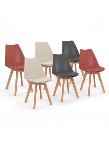 IDOMYA Factory 6-delige set: eetkamerstoelen "Nordia" crème/oranje/grijs - (B)46 x (H)79,5 cm