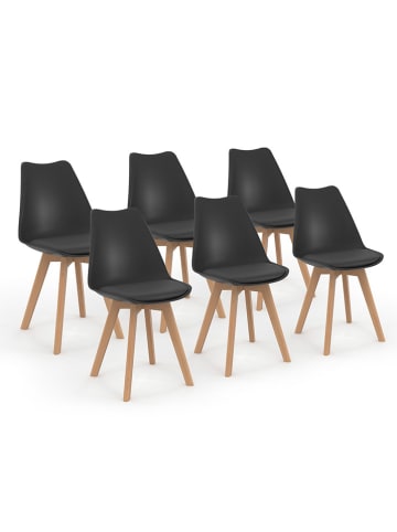 IDOMYA Factory 6-delige set: eetkamerstoelen "Nordia" zwart - (B)46 x (H)79,5 x (D)51 cm