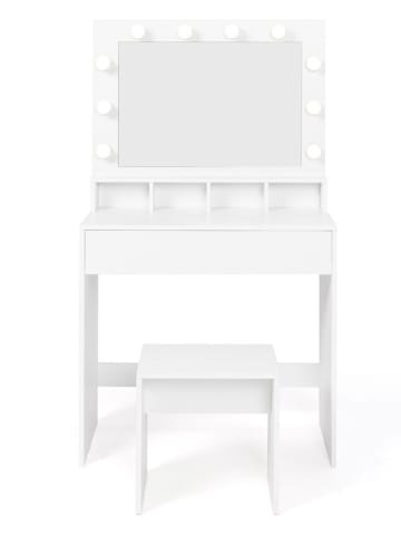 IDOMYA Essentials 2tlg. Set: Make-Up-Tisch & Hocker in Weiß