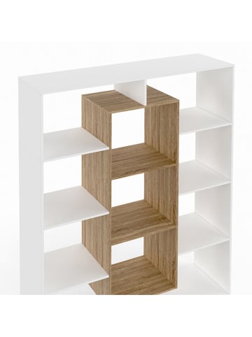 IDOMYA Essentials Boekenkast "Paulette" wit/lichtbruin - (B)90 x (H)143 x (D)30 cm