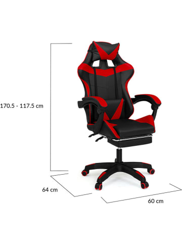 IDOMYA Essentials Bürostuhl in Schwarz/ Rot - (B)60 x (H)117,5 x (T)64 cm