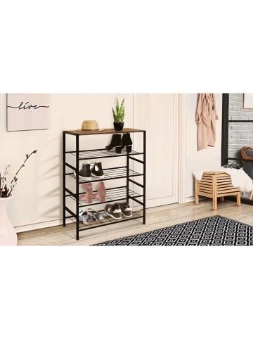 IDOMYA Essentials Regał "Elize" w kolorze jasnobrązowo-czarnym na buty - 63 x 80 x 30 cm