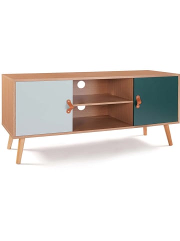 IDOMYA Essentials Szafka RTV "Aria" w kolorze zielono-jasnobrązowym - 113 x 53,5 x 39,5 cm
