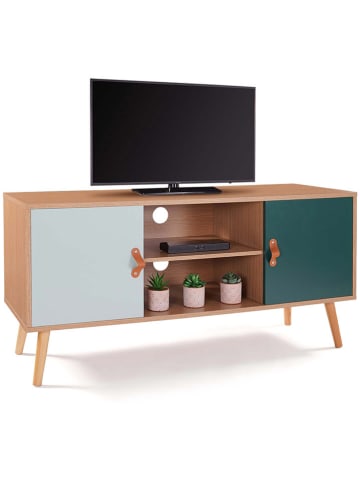 IDOMYA Essentials TV-Regal "Aria" in Hellbraun/ Grün - (B)113 x (H)53,5 x (T)39,5 cm
