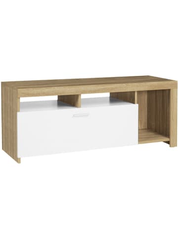 IDOMYA Essentials Szafka RTV "Maryse" w kolorze biało-jasnobrązowym - 110 x 45 x 40 cm