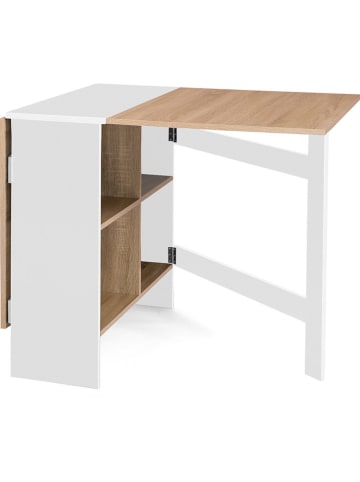 IDOMYA Factory Eetkamertafel "Edi" wit/lichtbruin - (B)150 x (H)75 x (D)80 cm
