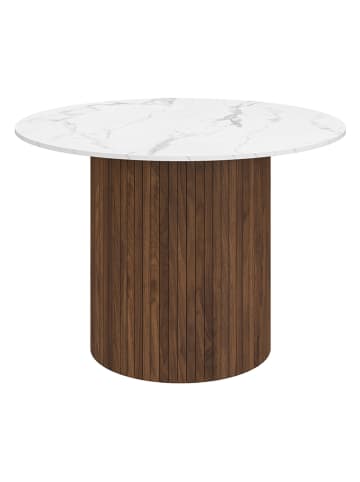 IDOMYA Factory Esstisch ''Alvar'' in Braun/ Weiß - (H)75 x Ø 110 cm