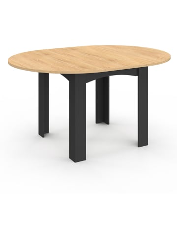 IDOMYA Factory Esstisch "Dina" in Hellbraun/ Schwarz - (H)75 x Ø 110 cm