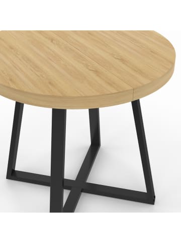 IDOMYA Factory Esstisch ''Sana'' in Beige/ Schwarz - (H)75 x Ø 80 cm