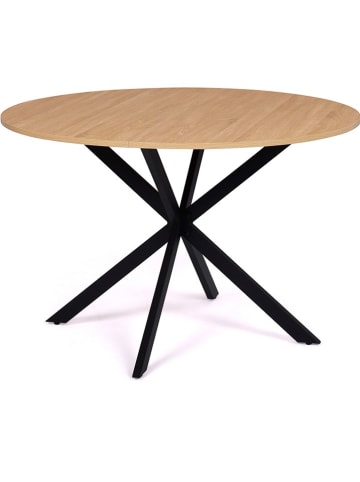 IDOMYA Essentials Esstisch "Soline" in Hellbraun/ Schwarz - (H)76 x Ø 110 cm