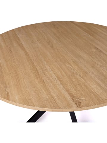 IDOMYA Essentials Esstisch "Soline" in Hellbraun/ Schwarz - (H)76 x Ø 110 cm