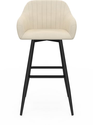 IDOMYA Factory 2er-Set: Barhocker "Ariana" in Creme/ Schwarz - (B)46 x (H)93 x (T)47 cm