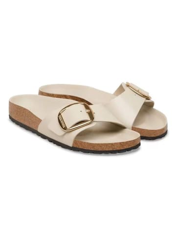 Birkenstock Leder-Pantoletten "Madird Big Buckle" in Creme