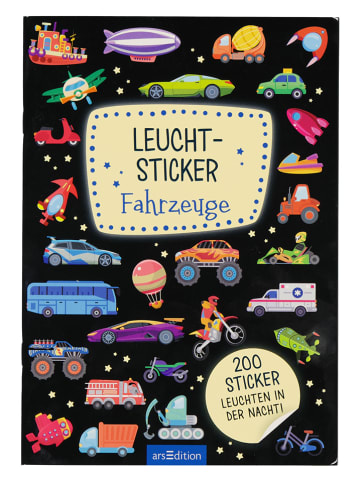 ars edition Stickerheft "Leucht-Sticker - Fahrzeuge"
