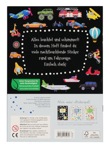 ars edition Stickerheft "Leucht-Sticker - Fahrzeuge"
