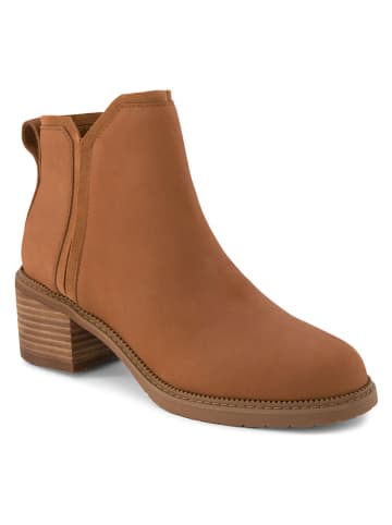 TOMS Leder-Stiefletten in Hellbraun