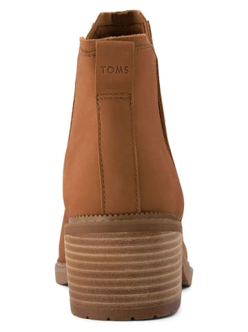 TOMS Skórzane botki w kolorze jasnobrązowym na obcasie