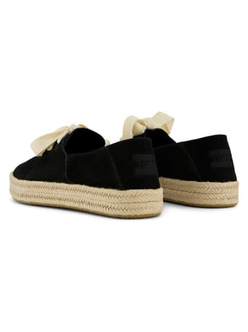TOMS Leder-Espadrilles in Schwarz