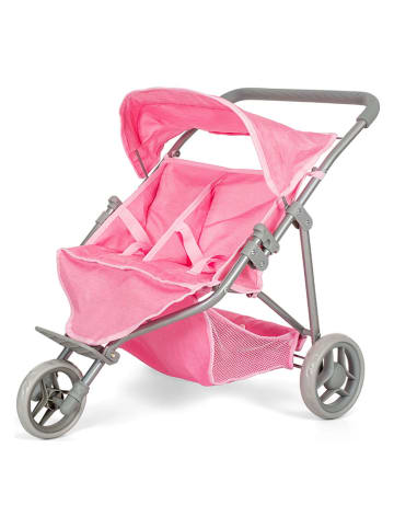 MAMAMEMO Spacerówka w kolorze jasnoróżowym dla 2 lalek - 3+