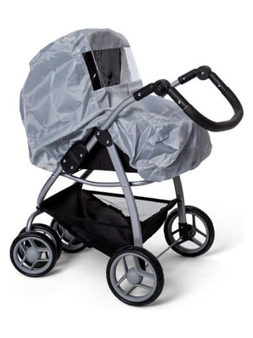 MAMAMEMO Osłona przeciwdeszczowa w kolorze szarym do wózka dla lalek - 3+