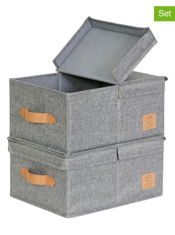 STORE IT Pudełka (2 szt.) "Premium" w kolorze szarym - 33 x 25 x 16 cm