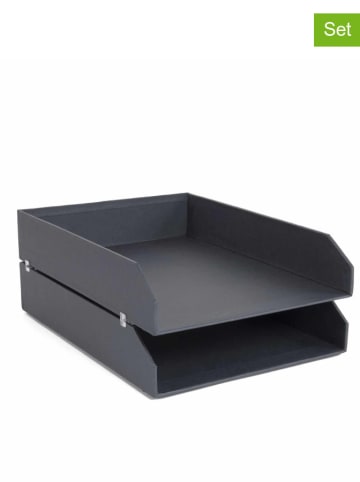 BigsoBox 2er Set: Dokumenten-Ablagen "Hakan" in Anthrazit - (B)23 x (H)6 x (T)31 cm
