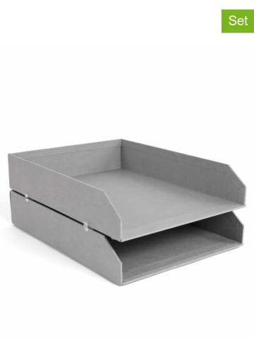 BigsoBox 2er Set: Dokumenten-Ablagen "Hakan" in Hellgrau - (B)23 x (H)6 x (T)31 cm