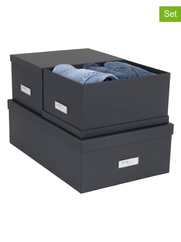 BigsoBox 3er-Set: Aufbewahrungsboxen "Inge" in Anthrazit