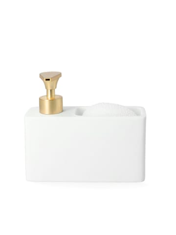 Homla Seifenspender ''Teana'' in Weiß/ Gold - (B)17 x (H)15 x (T)6 cm