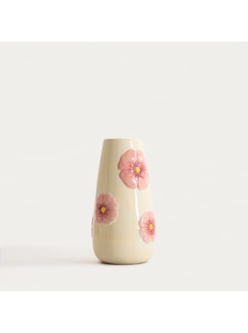 Homla Vase ''Roselle'' in Creme/ Rosa - (H)17 x Ø 14 cm