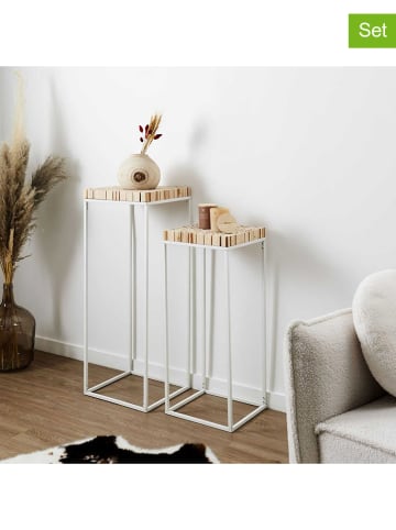 THE HOME DECO FACTORY 2-delige set: bijzettafels naturel/wit