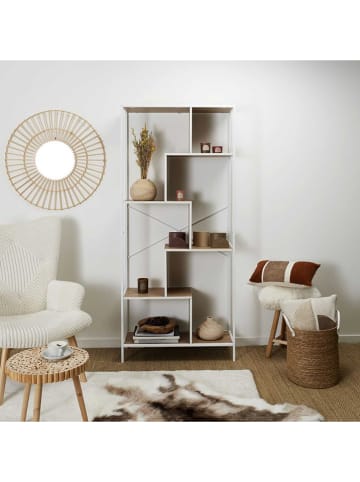 THE HOME DECO FACTORY Regał stojący w kolorze jasnobrązowo-białym - 80 x 180 x 30 cm