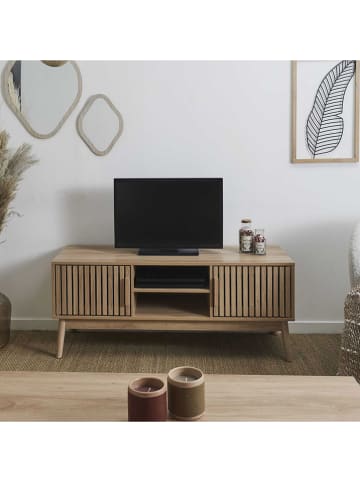 THE HOME DECO FACTORY Szafka RTV "Klaus" w kolorze jasnobrązowym - 117 x 48 x 40 cm