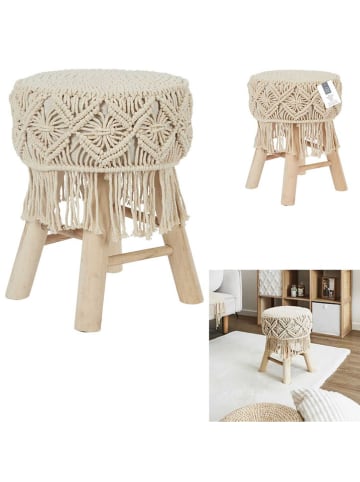 Ethnical Life Hocker in Beige - (B)32 x (H)42 cm