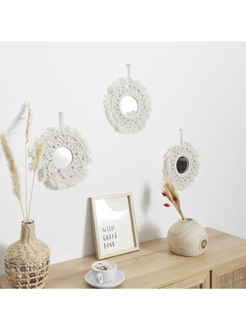 Ethnical Life 3-delige set: spiegels "Boho" crème - Ø 28 cm