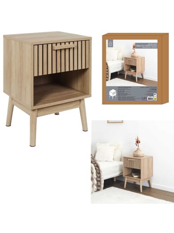 THE HOME DECO FACTORY Nachttisch "Klaus" in Hellbraun - (B)40 x (H)55 x (T)35 cm