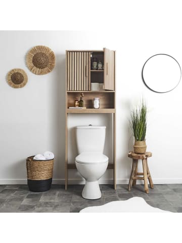 THE HOME DECO FACTORY Badezimmerschrank in Natur - (B)60 x (H)166 x (T)20 cm