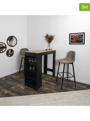 THE HOME DECO FACTORY 2-delige set: barkrukken taupe - (B)46,5 x (H)100,5 x (D)49,5 cm