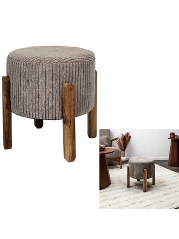 THE HOME DECO FACTORY Hocker ''Scott'' in Taupe - (H)35 x Ø 35 cm