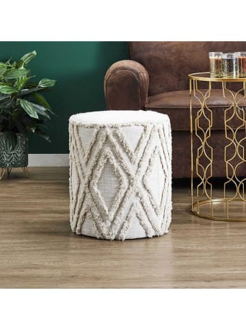 Ethnical Life Pouf ''Mirage'' in Beige - (H)41 x Ø 37 cm