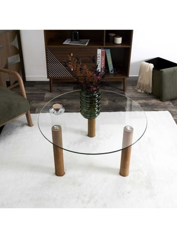 THE HOME DECO FACTORY Salontafel transparant/lichtbruin - (H)45 x Ø 75 cm