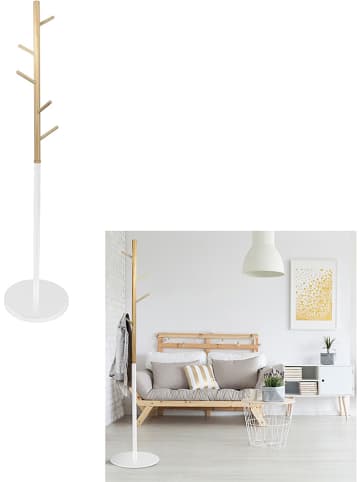 THE HOME DECO FACTORY Wieszak "Miko" w kolorze beżowo-białym na ubrania - wys. 180 cm