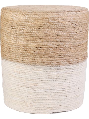 Ethnical Life Pouf in Hellbraun/ Creme - (H)41 x Ø 35,5 cm