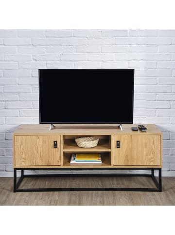 THE HOME DECO FACTORY TV-Regal "Abbott" in Natur/ Schwarz - (B)117 x (H)48 x (T)39 cm