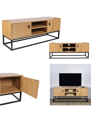 THE HOME DECO FACTORY Szafka RTV "Abbott" w kolorze brązowo-czarnym - 117 x 48 x 39 cm