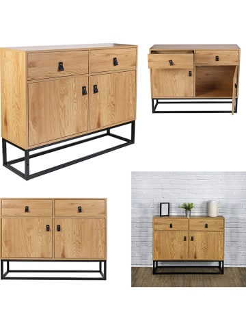 DOCK avenue Sideboard "Abbott" in Natur/ Schwarz - (B)100 x (H)80 x (T)29 cm