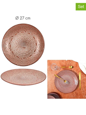 Ethnical Life 6-delige set: dinnerborden "Sahara" terracotta - Ø 27 cm
